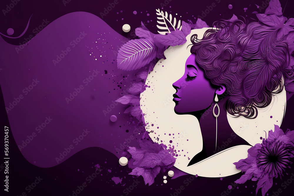 international women's day, 8 march, purple banner with 8m womens day ...