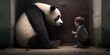 Panda as imaginary friend, concept of Fantasy Companionship and Anthropomorphism, created with Generative AI technology