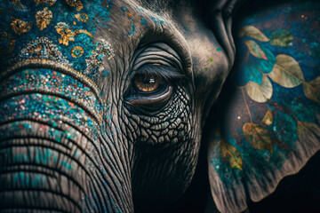 Canvas Print - Close-up of elephant with exquisite totem