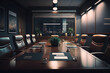 © MrWizard - Luxurious and modern conference board room with chairs and table. Generative AI