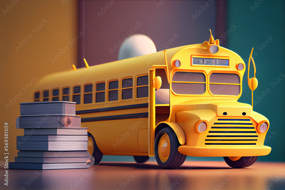 Yellow school bus converted to a moving library Stock Illustration ...