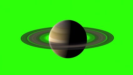 Wall Mural - Green Screen Planet Saturn with Celestial Rings Custom Background - Space Animation 4K