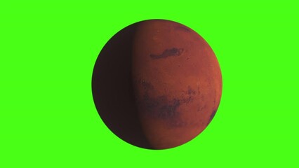 Wall Mural - Green Screen Planet Mars with Half Light Slowly Rotating Ready to Add Custom Background - 3D Animation 4K