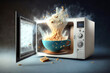 © EKH-Pictures - Food explodes in microwave. Generative AI