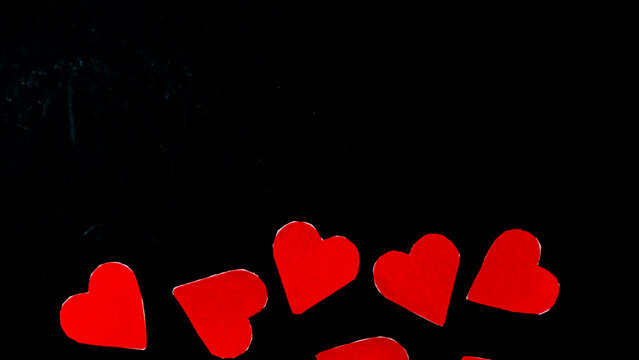 red heart on black background for valentine day