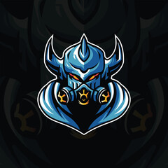 Poster - vector gaming mascot logo, with masked warrior character