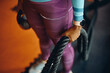 © Drazen - Close up of African American athletic woman using battle ropes and kettlebell during cross training in gym.
