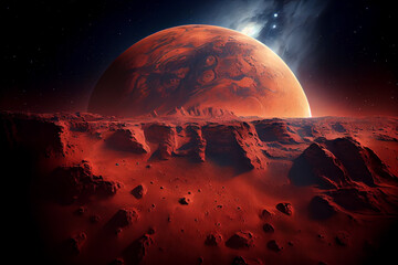 Wallpaper background of mars landscape. Generative AI