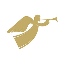 Vector Illustration. The Angel With The Trumpet Is God's Herald.
