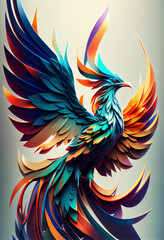 Leinwandbilder - Beautiful abstract geometric phoenix concept.