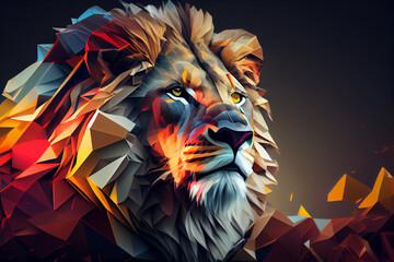 Leinwandbilder - Beautiful abstract geometric lion concept.