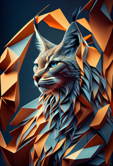 Fototapete - Beautiful abstract geometric lynx concept Generative AI technology.