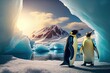 © ZoomTeam - penguins in the arctic, sunny day. Ai generative