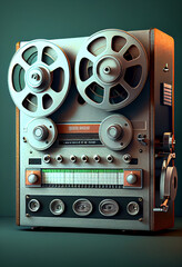 Poster - Beautiful old vintage Reel tape recorder in color light