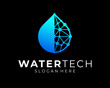 Water Drop Pure Drip Mesh Connection Node Connect Tech Futuristic Modern Colorful Vector Logo Design