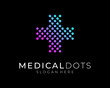 Medical Cross Medicine Dotted Pattern Molecule Connect Dots Science Colorful Vector Logo Design