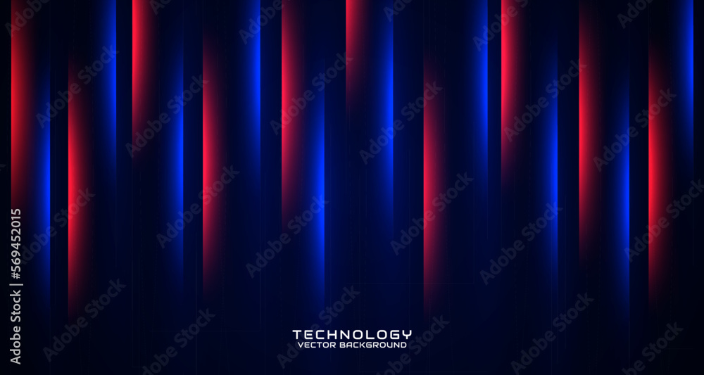3D red blue techno abstract background overlap layer on dark space with ...