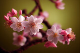Fototapeta Storczyk - Pink sakura flowers. AI generated.