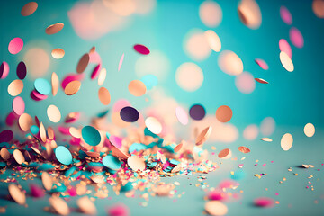 colorful birthday and carnival party confetti background. generative ai