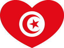 Tunisia Flag Heart Shape 40