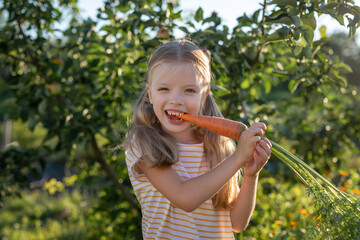 Child Eating Fresh Carrot