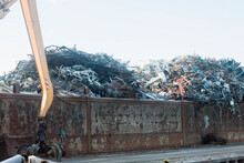 Heap Of Scarp Metal For Recycling At Scrap Yard