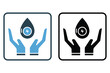 Safe hydro power icon illustration. Hand icon with water drop and electricity. icon related to ecology, renewable energy. Solid icon style. Simple vector design editable