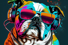 Pop Art Bulldog: A Colorful And Unique Digital Artwork