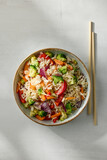 Fototapeta Kuchnia - bowl of fried rice and vegetables