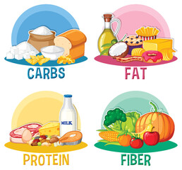 Wall Mural - Food nutrition groups set