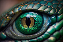 Close-up Of A Emerald Snake Eye - AI Generative