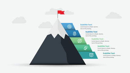 Mountain Infographic Design infographic element template with 6 steps, list, bullet, options, timeline diagram with mountain vector