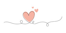 Hearts Continuous One Line Art Drawing, Valentines Day Concept, Heart Love Couple Outline Artistic Isolated