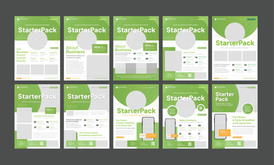 Wall Mural - StarterPack for Green & Healthy Promotional Content - A4 Flyer templates - Perfect for every business & marketing need