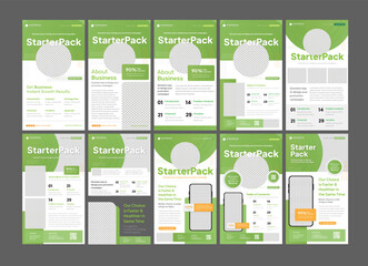 Wall Mural - StarterPack for Green & Healthy Promotional Content -Social Media Story templates - Perfect for every business & marketing need