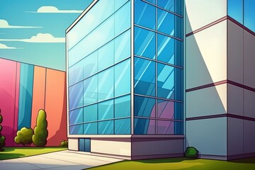 Wall Mural - Glass wall Modern exterior building Detail Abstract background. Generative AI