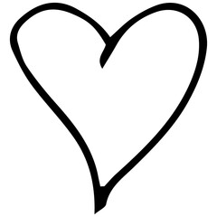Fototapete - Hand drawn heart. Love sign. Object for design. Black and white illustration. Handdrawn rough marker or ink pen heart