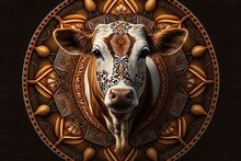 Cow Animal Mandala Fractal Illustration Generative Ai