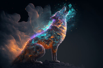 Wall Mural - Spirit animal - Wolf, Generative AI