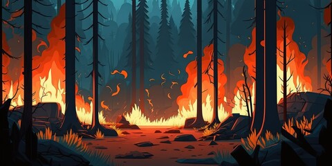 Wall Mural - Fires in the Russian forest, Transbaikal forest in fire, burning of forests. Generative AI