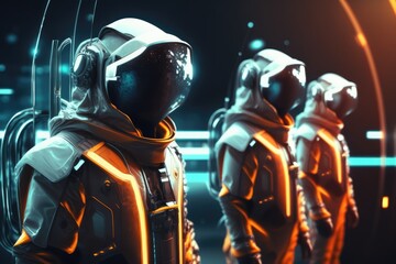 Wall Mural - astronauts in deep space made with generated ai
