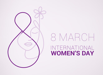 international women's day logo minimal design element, with a outline style 8 number crowned by a ro