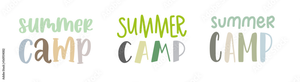Summer camp. Pastel color illustration. Summer camp template poster ...