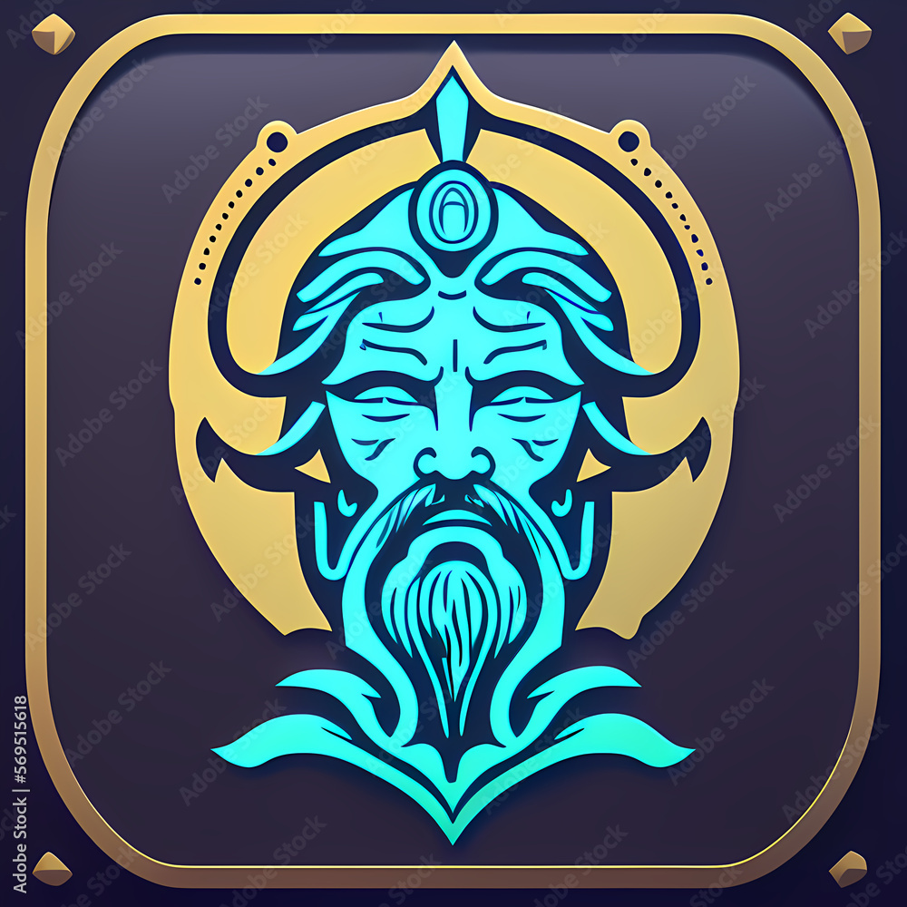 Logo / Icon of Poseidon, a Greek god of the ocean. Generative AI Stock ...