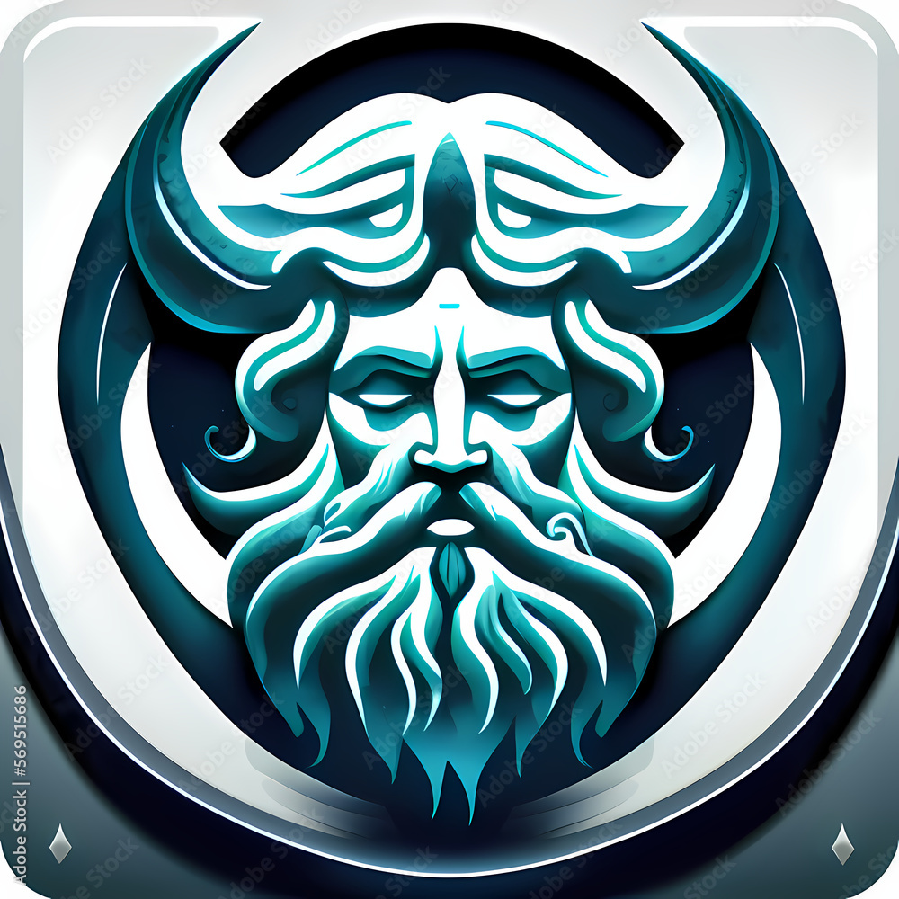 Logo / Icon of Poseidon, a Greek god of the ocean. Generative AI Stock ...