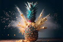 Blowing Pineapple Illustration Colorful Capture
