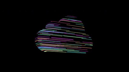 cloud systems, symbol of global technology and cloud services, 3D cloud object with animated surface in holographic colours
