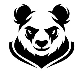 Wall Mural - Drawn panda head. Isolated black panda logo. Bear.