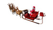 santa claus ready to deliver presents with sleigh with reindeer
