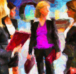 Wall Mural - women meeting in business environment created with generative AI technology